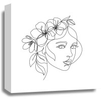 Line Art - Woman - Woman Face With Flower Bouquet I