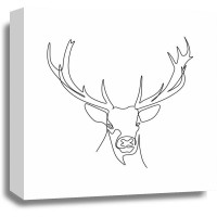 Line Art - Deer - Showing His Beautiful Antlers