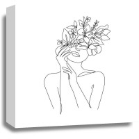 Line Art - Woman - Woman Face With Flower Bouquet II