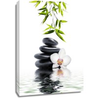 Omar Olavie - White Orchid with Black Stones