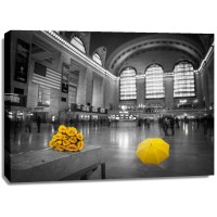 Assaf Frank - Bunch of yellow roses and umbrella in Grand Central Terminal, New York