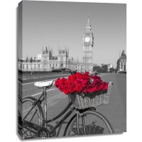 Assaf Frank - Bicycle with bunch of flowers on Westminster Bridge-London-UK