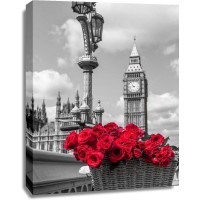 Assaf Frank - Bicycle with bunch of flowers on Westminster Bridge, London, UK