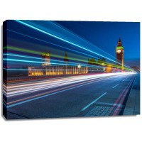 Assaf Frank - Westminster Abby and Big Ben with strip lights, London, UK
