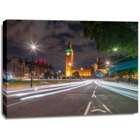Assaf Frank - Westminster Abby and Big Ben with strip lights, London, UK