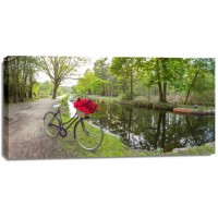 Assaf Frank - Bicycle with bunch of red roses by the canal