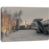 Assaf Frank - St Pauls Cathedral and Millennium Bridge in snow-London-UK