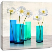 Ann Cynthia - Poppies in crystal vases (Aqua I)
