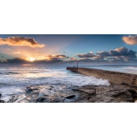 Samantha Jordan - Sunset over Porthleven Pier, England  