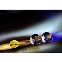 Scott Linas - Gold and Blue Bubble, Black Background  