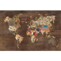 Laura Marshall - Pattern World Map on Wood  