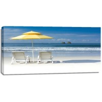 Magi Lorde - Yellow Umbrella, White chairs on Beach  