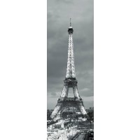 Paris - Eiffel Tower - Lit At Dusk (Black and White)