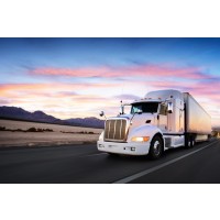 Truck and Highway at Sunset  