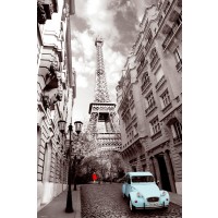 Paris - Red-Girl-Blue-Car  