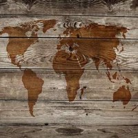 Vintage Map Of Wooden Background 
