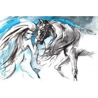 Glamorous Girl Next to Horse 