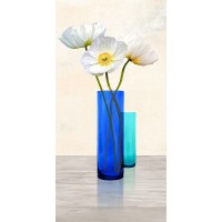 Ann Cynthia - Poppies in crystal vases (Aqua II)